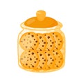 Cookies in Gold Aesthetic Jar with Choco Chips Food Bakery in Flat Icon Vector Illustration