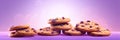 Cookies On A Gradient White Purple Background