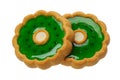 Cookies with green jelly, isolated Royalty Free Stock Photo