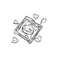 cookies, heart, box sketch vector illustration Royalty Free Stock Photo