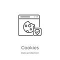 cookies icon vector from data protection collection. Thin line cookies outline icon vector illustration. Outline, thin line