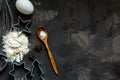Cookies ingredients flour, egg, butter, copy space Royalty Free Stock Photo
