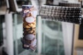 Cookies inside jar with white blank label Royalty Free Stock Photo