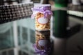 Cookies inside jar with white blank label Royalty Free Stock Photo