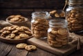 Cookies in a jar,known as kue sagu keju in Indonesia. Served on the rustic wooden table