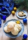 Cookies lemon crack in Christmas or New Year decoration. Royalty Free Stock Photo