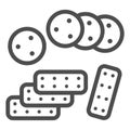 Cookies line icon, fast food concept, biscuits vector sign on white background, outline style icon for mobile concept