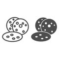 Cookies line and solid icon. Dessert bakery biscuits illustration isolated on white. Sweet chocolate pastry outline