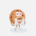 Cookies Mascot and background in love pose Royalty Free Stock Photo