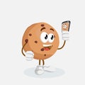 Cookies Mascot and background with selfie pose Royalty Free Stock Photo