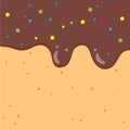 cookies with melted chocolate cream and colorful topping vector design