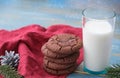 Cookies and milk for Santa Clause on wood Royalty Free Stock Photo