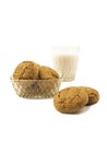 Cookies and milk on white isolated Royalty Free Stock Photo