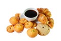 Cookies, pastries and coffee cup. Selective focus