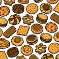 Cookies pattern background set. Collection icon cookies. Vector Royalty Free Stock Photo