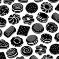 Cookies pattern background set. Collection icon cookies. Vector