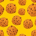 Cookies pattern. Biscuit with chocolatet Drops ornamen. Cookie t