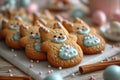 Cookies with Pink Frosting, Joyously Mingling with Decorative Eggs, Easter\'s Palette of Delights