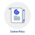 Cookies Policy GDPR Icon: Cookie Usage Rules. GDPR cookie regulations, website cookie usage. Royalty Free Stock Photo