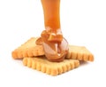 Cookies poured with sweet caramel Royalty Free Stock Photo