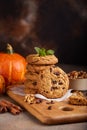 Cookies with pumpkin, walnuts and dark chocolate