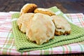 Cookies pumpkin whole on kitchen towel