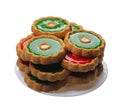 Cookies with red and green jelly, isolated Royalty Free Stock Photo