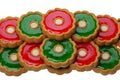 Cookies with red and green jelly, isolated