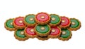 Cookies with red and green jelly, isolated Royalty Free Stock Photo