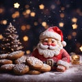 cookies Santa Claus Christmas background , love and warm atmosphere , room