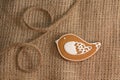 Cookies in the shape of a bird on a textile background Royalty Free Stock Photo