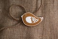 Cookies in the shape of a bird on a on a textile background Royalty Free Stock Photo