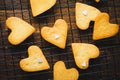 Cookies in Shape of Heart, Handmade Cookies for Valentine`s Day, Mother`s Day, Sweet Treat on Wooden Backround Royalty Free Stock Photo
