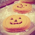 Cookies in the shape of jack-o-lanterns, vignetted Royalty Free Stock Photo