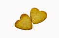 Cookies two hearts on a white background close-up Royalty Free Stock Photo