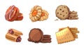 Cookies vector icons set in cartoon style Royalty Free Stock Photo