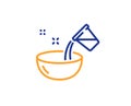 Cooking add water line icon. Bowl sign. Food preparation. Vector