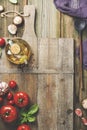 Cooking background with fresh italian ingredients flat lay copy space Royalty Free Stock Photo