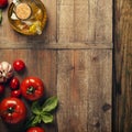 Cooking background with fresh italian ingredients flat lay Royalty Free Stock Photo