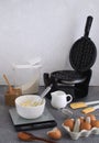 Cooking background of waffle preparation