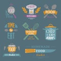 Cooking badge motivation text vector illustration bakery shop food typography labels design elements Royalty Free Stock Photo