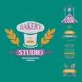 Cooking badge motivation text vector illustration bakery shop food typography labels design elements Royalty Free Stock Photo