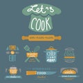 Cooking badge motivation text vector illustration bakery shop food typography labels design elements Royalty Free Stock Photo