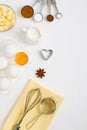 Cooking baking flat lay background with eggs butter kitchen tool Royalty Free Stock Photo