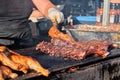 Cooking barbecue outdoor grill festival in Vancouver Royalty Free Stock Photo