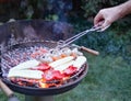 Cooking barbecue vegetables and meat. Chargrill. Royalty Free Stock Photo