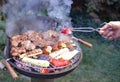 Cooking barbecue vegetables and meat. Chargrill. Royalty Free Stock Photo
