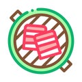 Cooking bbq bacon icon vector outline illustration
