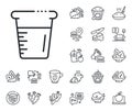 Cooking beaker line icon. Glass water sign. Measuring cup. Crepe, sweet popcorn and salad. Vector