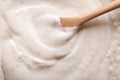 Cooking bechamel sauce macro vertical. Royalty Free Stock Photo